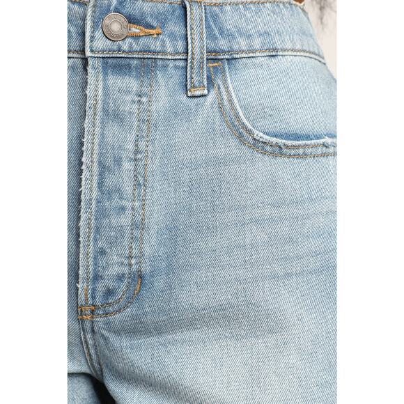 Cello Rip Tide Light Wash High Rise Frayed Hem Denim Shortie Shorts NEW - Picture 3 of 13